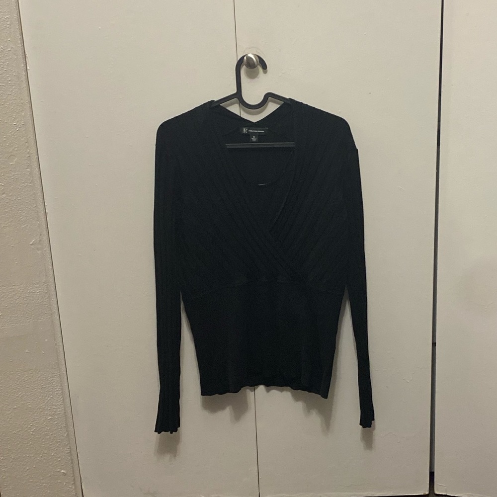 ❤️ INC Sexy Black V Neck Long Sleeve Sweater